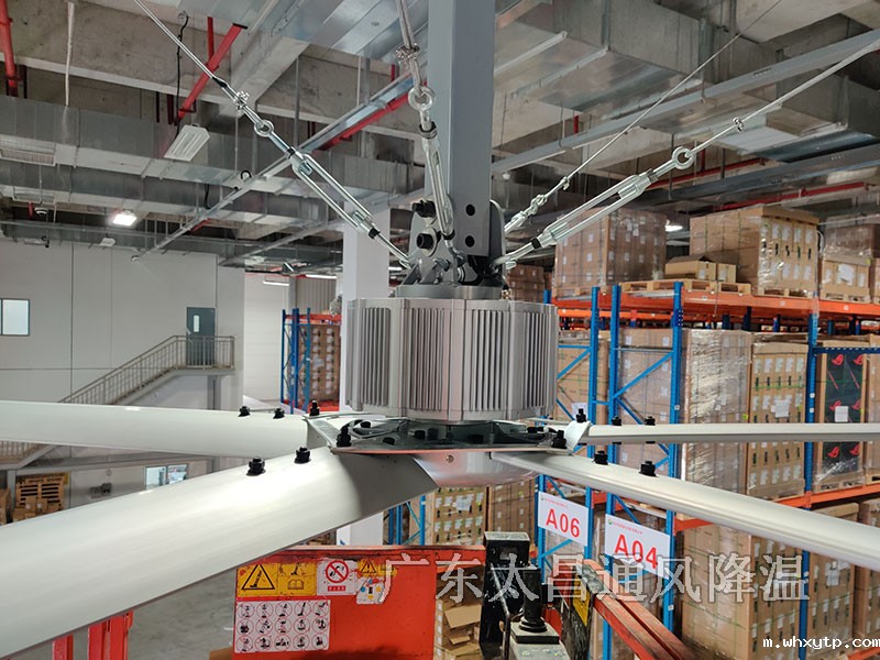 仓库使用大型工业吊扇可有效除湿防霉